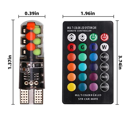 Bombilla LED T10 RGB con control remoto, 2 piezas de luz est