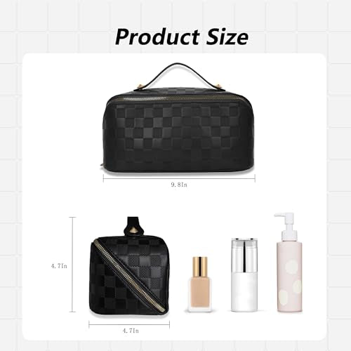 Bolsa de maquillaje a cuadros Bolsas de cosméticos de viaje