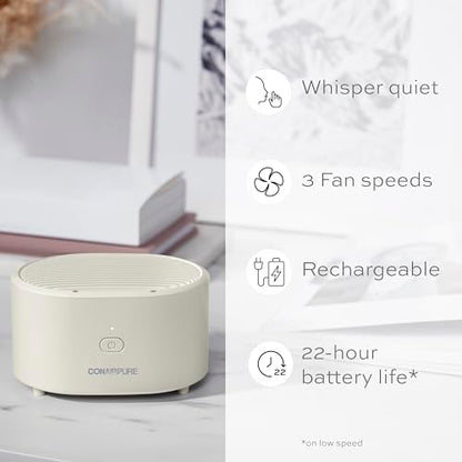 Conair Purificador de aire pequeño portátil, recargable, sin