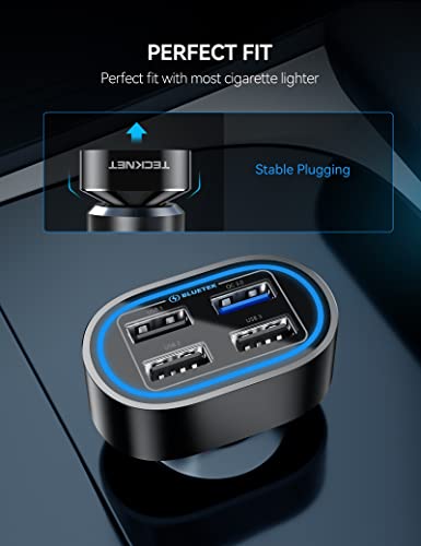 TECKNET Cargador de coche USB 54W 4-Port Car Phone Charger A