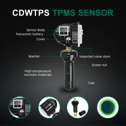 CDWTPS TPMS Sensor GM - Paquete de 4, sistema de monitor de