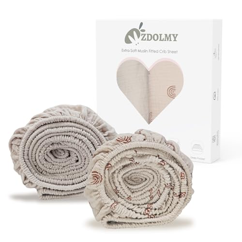 Zdolmy Sábanas de muselina para cuna para niña y niño, paquete de 2 sá