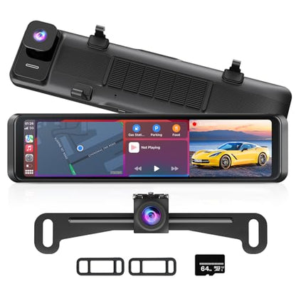 Cámara de espejo retrovisor 4K con Carplay y Android Auto: 1