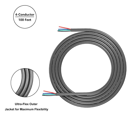 Recoil 100 pies 4 conductores 18AWG de bajo voltaje RGB cabl