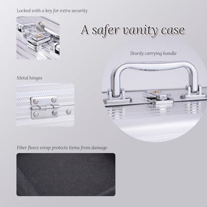 Estuches de tren cosméticos, 6.69"x6.69"x9.84", Plateado (sl