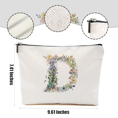 Bolsa de maquillaje con inicial de flores, bolsa de cosmétic