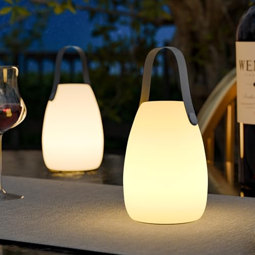 uuffoo Lámpara de mesa portátil para interior/exterior, reca
