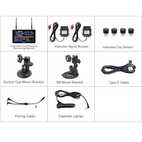 Haloview Byte Tango BT7 TPMS Monitor with 4-Pack TPMS Sensor