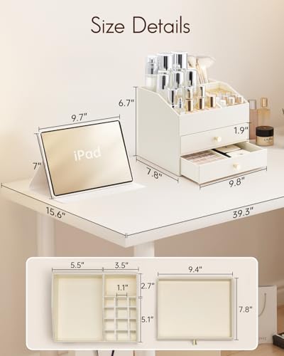 Vlando Organizador de maquillaje para tocador, organizador d