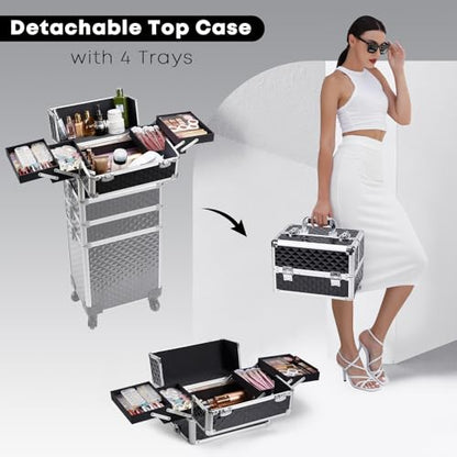 Caja de maquillaje rodante profesional con ruedas Carro de m