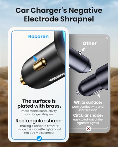 Rocoren 70W Car Charger for iPhone 16/15 Pro Max, USB C Car