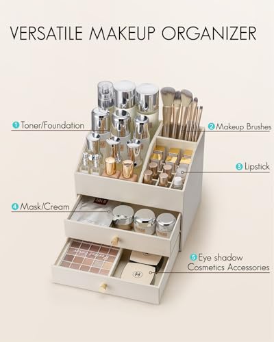 Vlando Organizador de maquillaje para tocador, organizador d