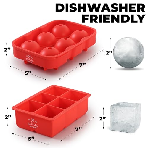 Zulay Kitchen Juego de 2 bandejas de silicona para cubitos d