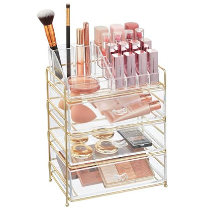 mDesign Organizador de cosméticos de plástico con 3 cajones