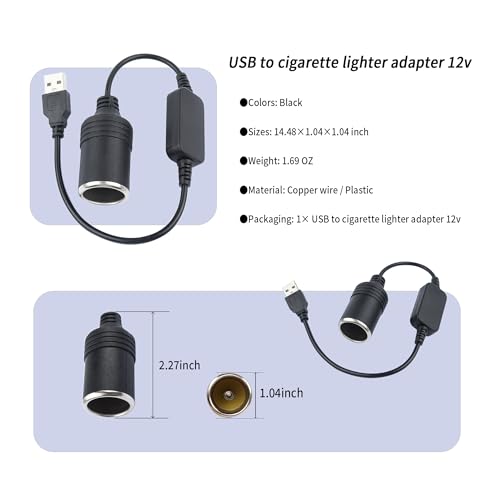 Adaptador USB a encendedor de cigarrillos de 1.2 pies, enchu