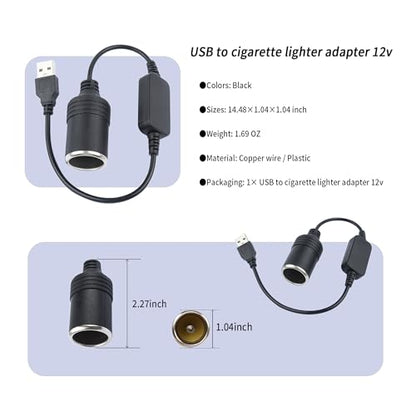 Adaptador USB a encendedor de cigarrillos de 1.2 pies, enchu