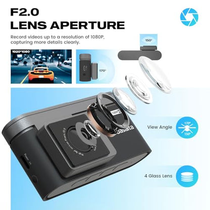 Dasaita Cámara de tablero USB 1080P para automóvil, cámara f