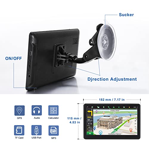 Navegador GPS para automóvil, mapa 2025 de 7 pulgadas con pa
