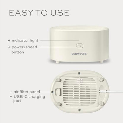 Conair Purificador de aire pequeño portátil, recargable, sin