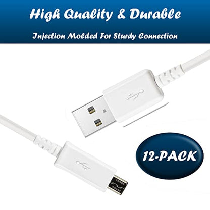 [Paquete de 12 cables micro USB a granel – 1 M/3.3 pies de c