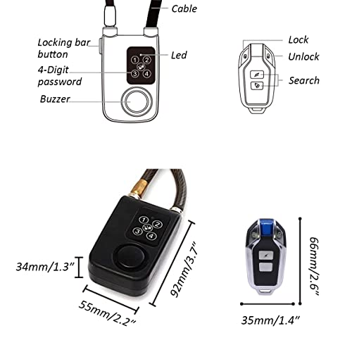 Cerradura de bicicleta con control remoto, alarma de vibraci