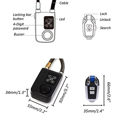 Cerradura de bicicleta con control remoto, alarma de vibraci