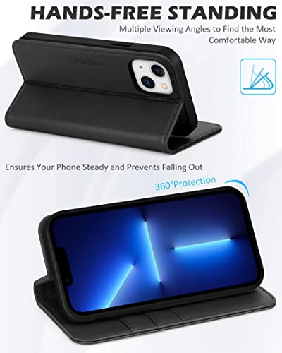 SHIELDON Funda para iPhone 13, de piel auténtica, con funció