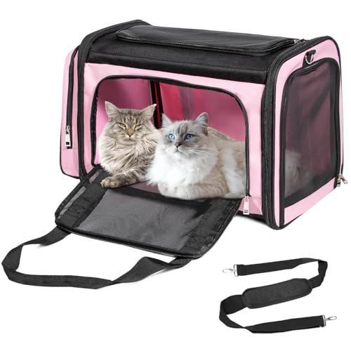 Transportador de gatos extra grande para 2 gatos, transporta
