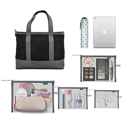 SUPACOOL Juego de 4 bolsas de maquillaje de malla de viaje,