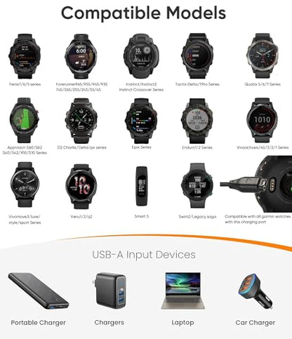 Adaptador de cargador para reloj Garmin con puerto USB-C y p