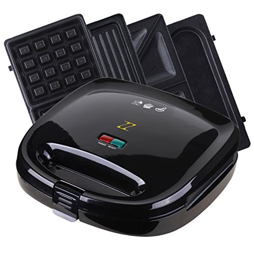 ZZ S6141A-B sandwichera 4 en 1 para desayuno, waffle, omelet