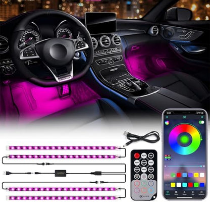 Xprite Tira de luz LED RGB para interior de auto control rem
