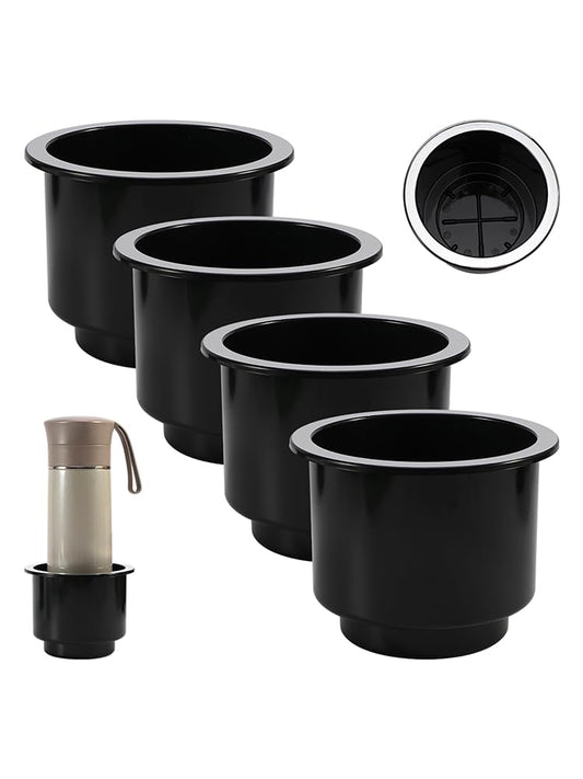 4 piezas de plástico negro para portavasos de bebidas, inser
