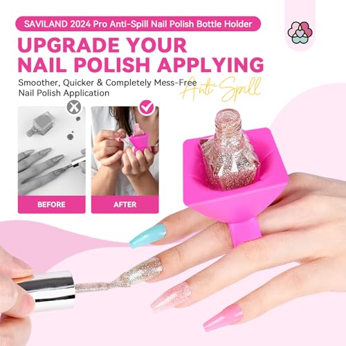SAVILAND 3 anillos para esmalte de uñas: antiderrames, porta