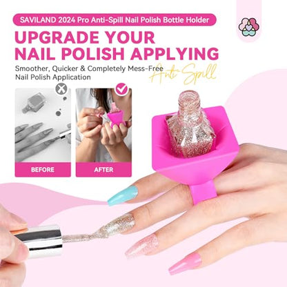 SAVILAND 3 anillos para esmalte de uñas: antiderrames, porta