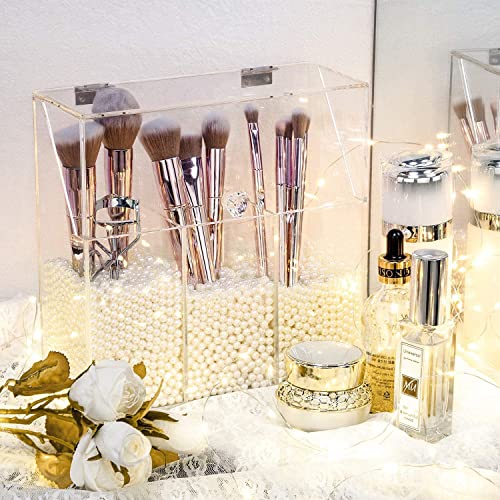 YestBuy Soporte para brochas de maquillaje transparente, org