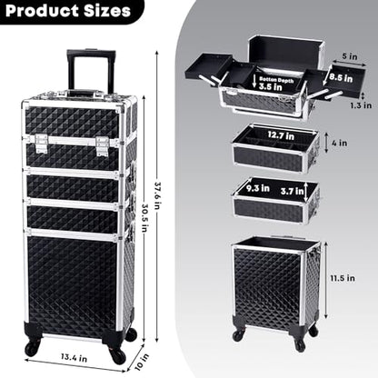 Caja de maquillaje rodante profesional con ruedas Carro de m