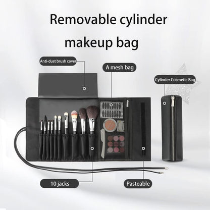 REQO Organizador de brochas de maquillaje con tapa, estuche