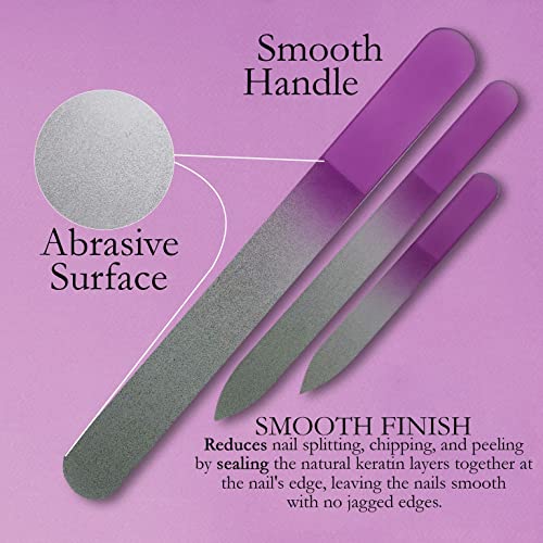 Limas de uñas de vidrio con estuche, juego de manicura para