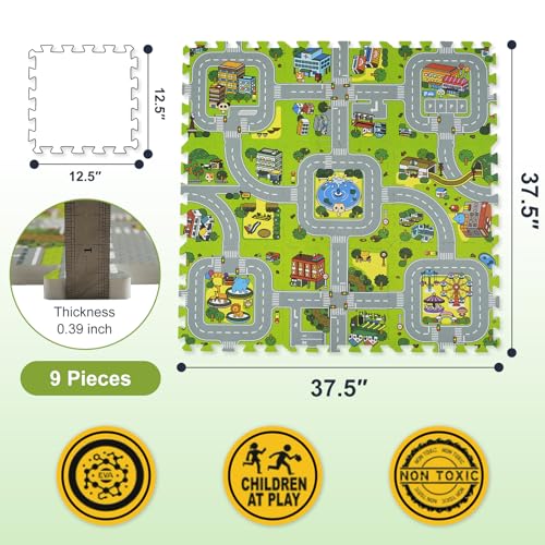 Skyweaver Alfombra de juego de tráfico con azulejos entrelaz