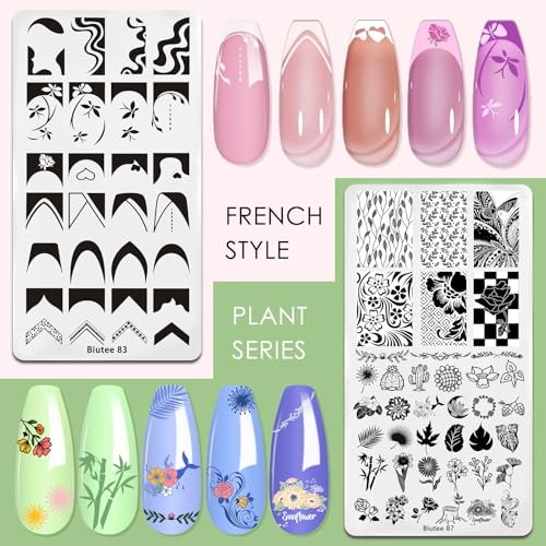 Biutee Juego de placas de estampado de uñas – 10 plantillas
