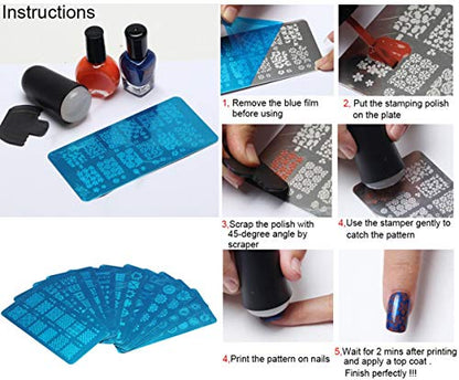 WOKOTO Juego de 5 placas de estampado de uñas para arte de u