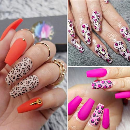 Plantillas de estampado de uñas de serpiente de leopardo par
