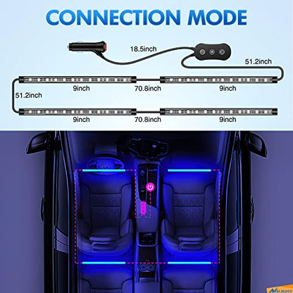Nilight Luz LED RGB para interior de automóvil con control d