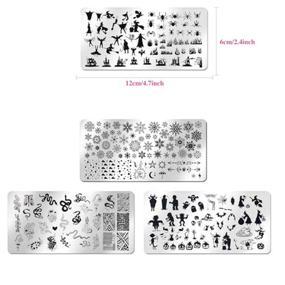 WOKOTO Juego de 6 placas de sello de arte de uñas Holloween