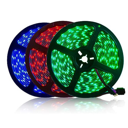 5M - Tira de luz LED negra PCB 5050 RGB impermeable IP65 300