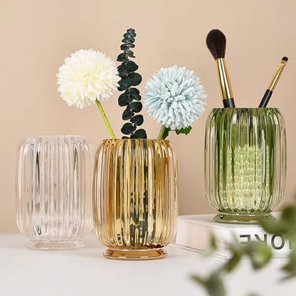 Organizador de brochas de maquillaje de cristal, soporte par