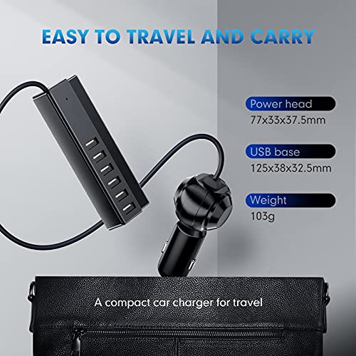 Cargador de coche USB, 6 puertos rápido 65 W cargador de coc