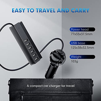 Cargador de coche USB, 6 puertos rápido 65 W cargador de coc