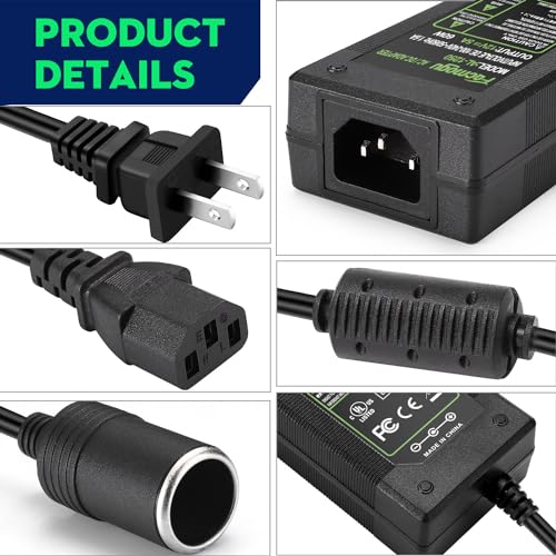 Facmogu Convertidor de automóvil de 60 W, 12 V, 5 A, CA 100-